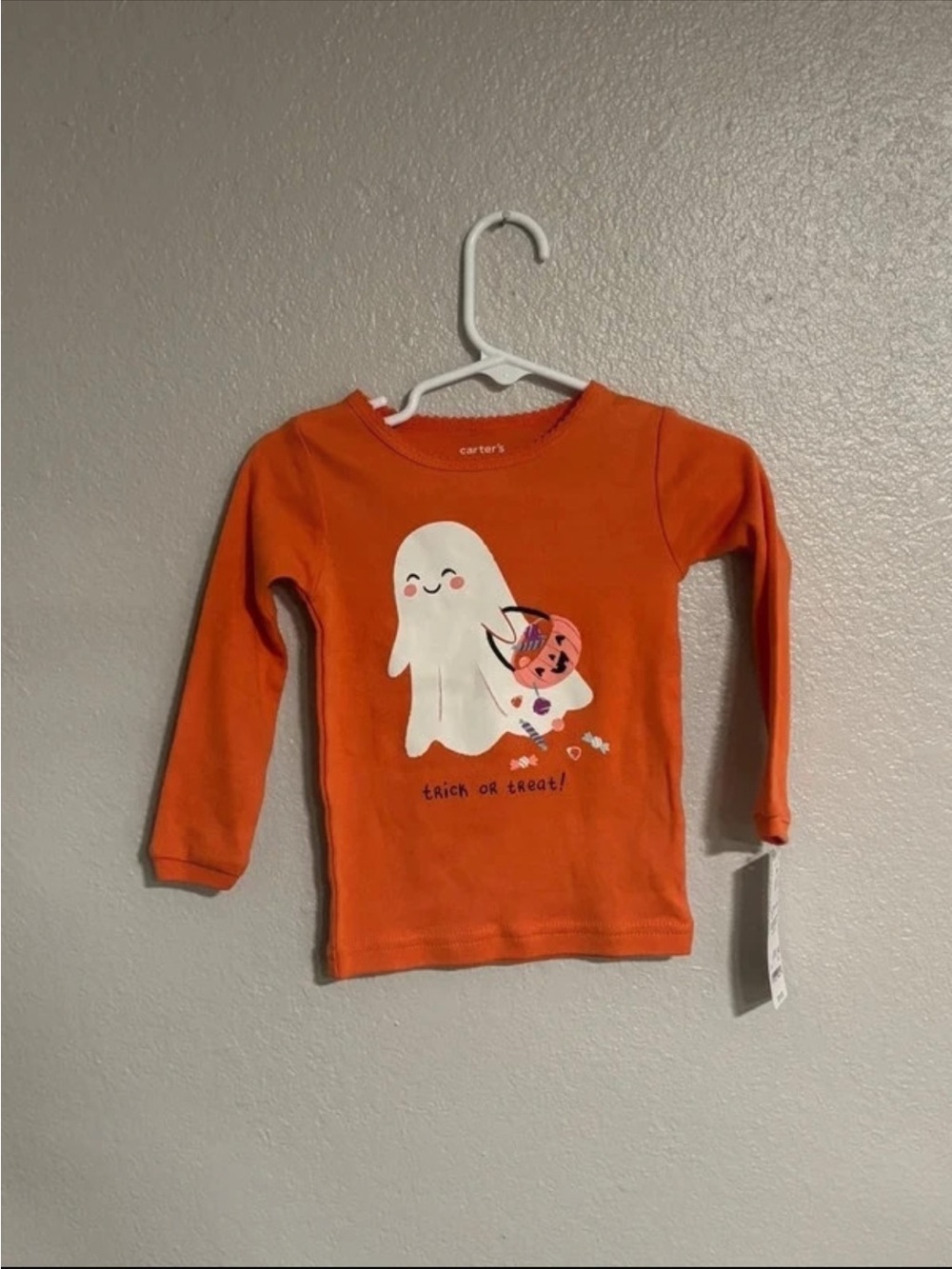 Carter's Orange Long-Sleeve Halloween Ghost Tee